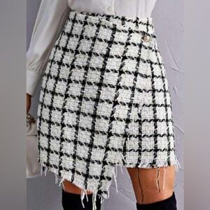 NWOT Old Money Tweed Plaid Skirt Size Extra Small Elegant Classy